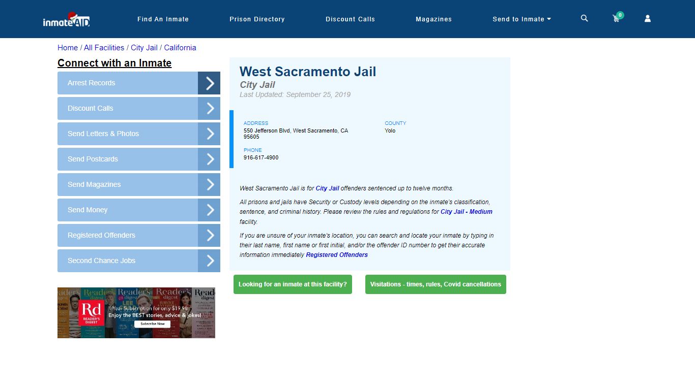 West Sacramento Jail | Inmate Locator